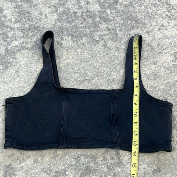New Good American Denim Light Compression Bra Crop Top Black Sz 4 - Picture 8 of 10